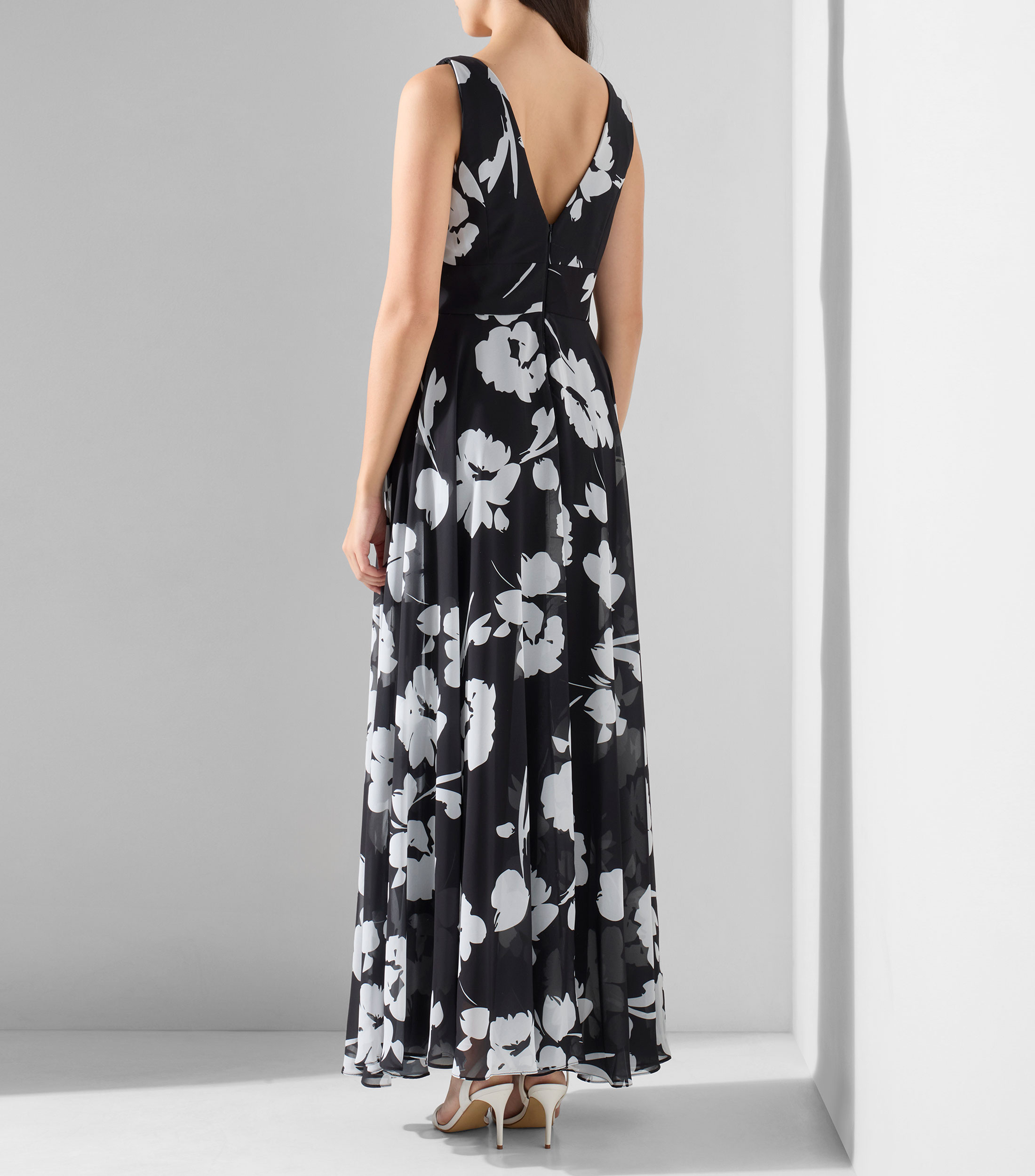 Vestido de fiesta largo estampado Mujer
